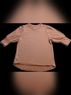 Puff-Sleeve Crewneck Sweatshirt in Dusty Blush